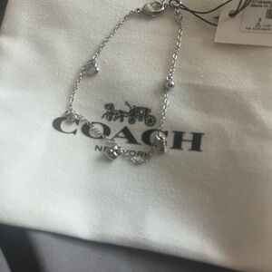 Coach Silver-Tone Heart Charm Bracelet- NWT